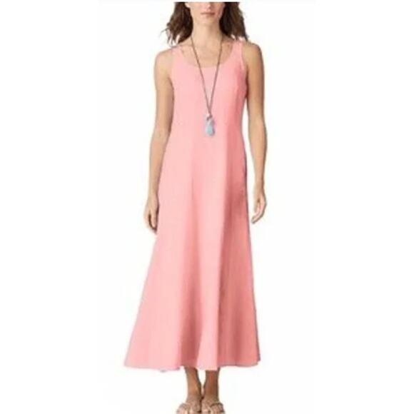J Jill Linen Flare Sleeveless Maxi Dress Pink Women's Medium - Picture 1 of 5